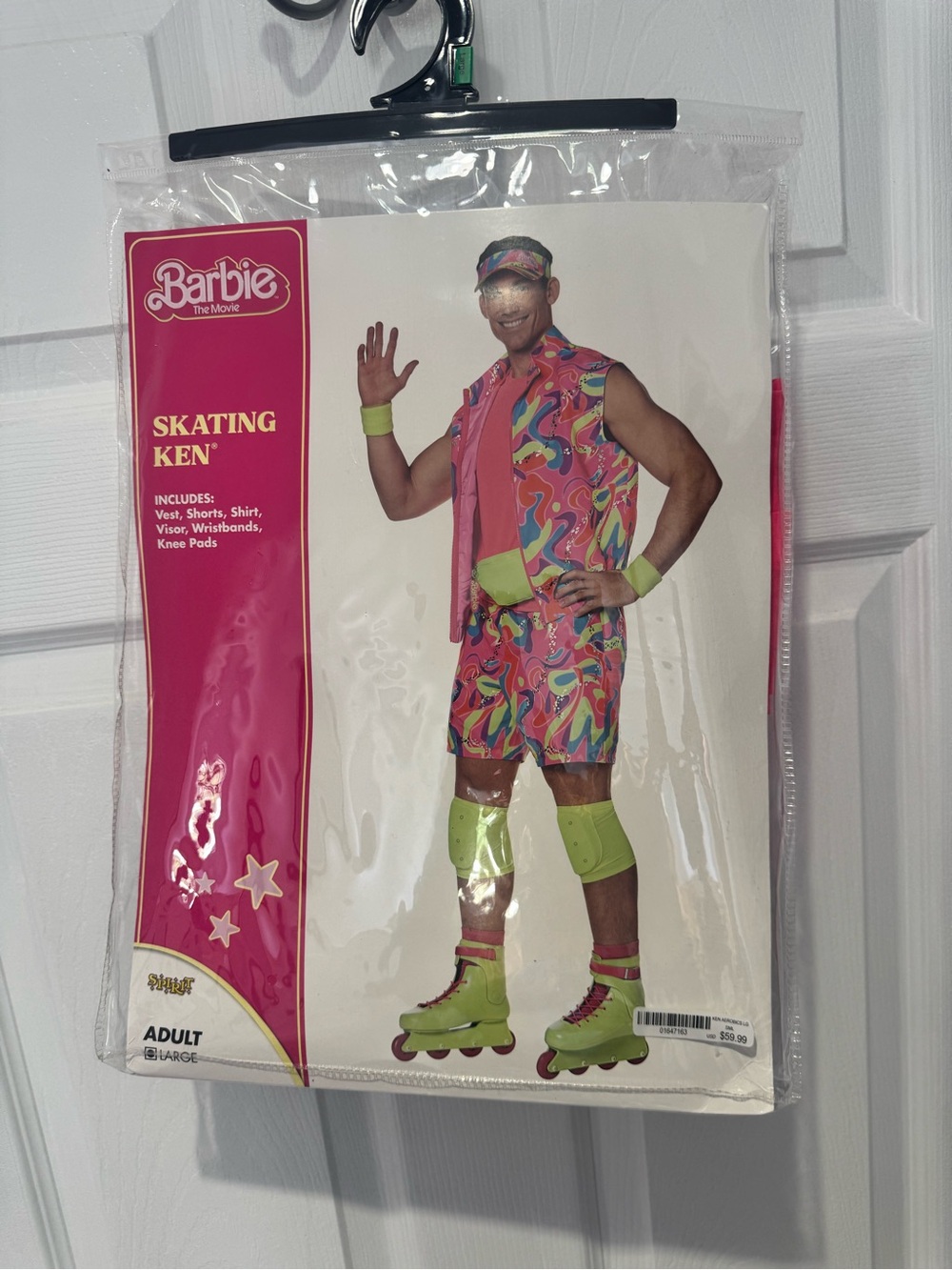 Barbie Skating Ken Costume - Neon Pink, Lime, Multicolor Swirl